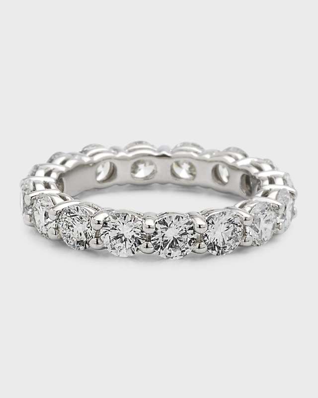 Platinum Round Diamond Eternity Ring, Size 6 3/4, 4.00tcw